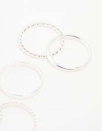 Silver Thin Twisted Stacking Rings 6-Pack - link has visual effect only