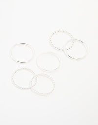 Silver Thin Twisted Stacking Rings 6-Pack - link has visual effect only