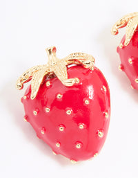 Gold Red Strawberry Stud Earrings - link has visual effect only