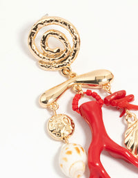 Gold Marble Coral Shell Drop Earrings - link has visual effect only