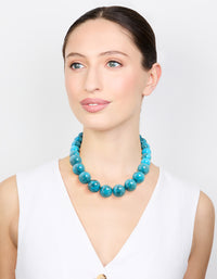 Gold Turquoise Acrylic Beaded Necklace - link has visual effect only