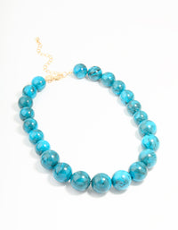 Gold Turquoise Acrylic Beaded Necklace - link has visual effect only