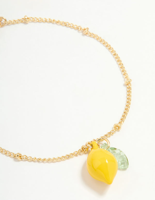 Gold Chain & Lemon Charm Bracelets 3-Pack