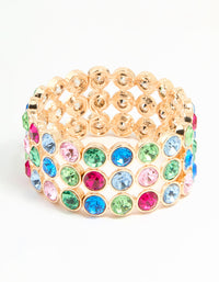 Gold Pastel Diamante Stretch Bracelet - link has visual effect only