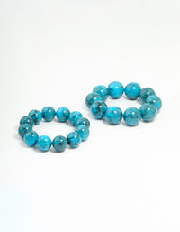 Gold Turquoise Acrylic Beaded Stretch Bracelets 2-Pack - link has visual effect only
