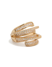 Gold Cubic Zirconia Molten Wrap Around Ring - link has visual effect only