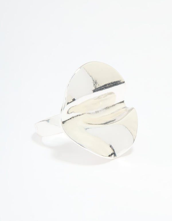 Silver Plated Textured Circle Ring
