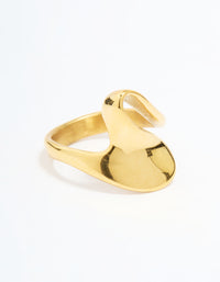 Waterproof Gold Plated Stainless Steel Open Swirl Ring - link has visual effect only