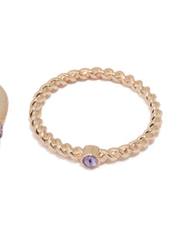 Rose Gold Purple Diamante Rings 3-Pack - link has visual effect only
