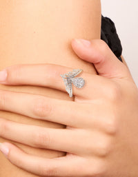 Silver Plated Cubic Zirconia Princess Cut Ring - link has visual effect only