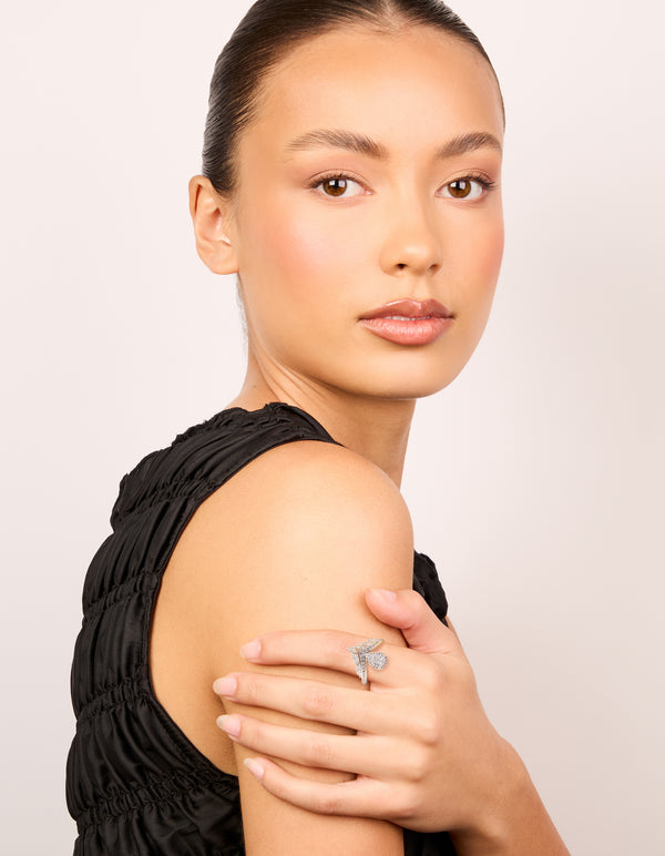 Silver Plated Cubic Zirconia Princess Cut Ring