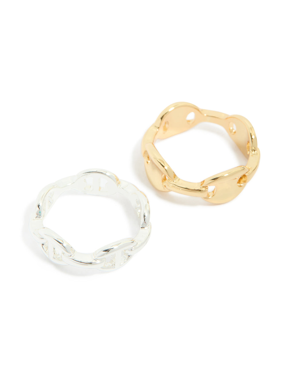 Gold Plated Mixed Metal Link Double Row Ring Pack