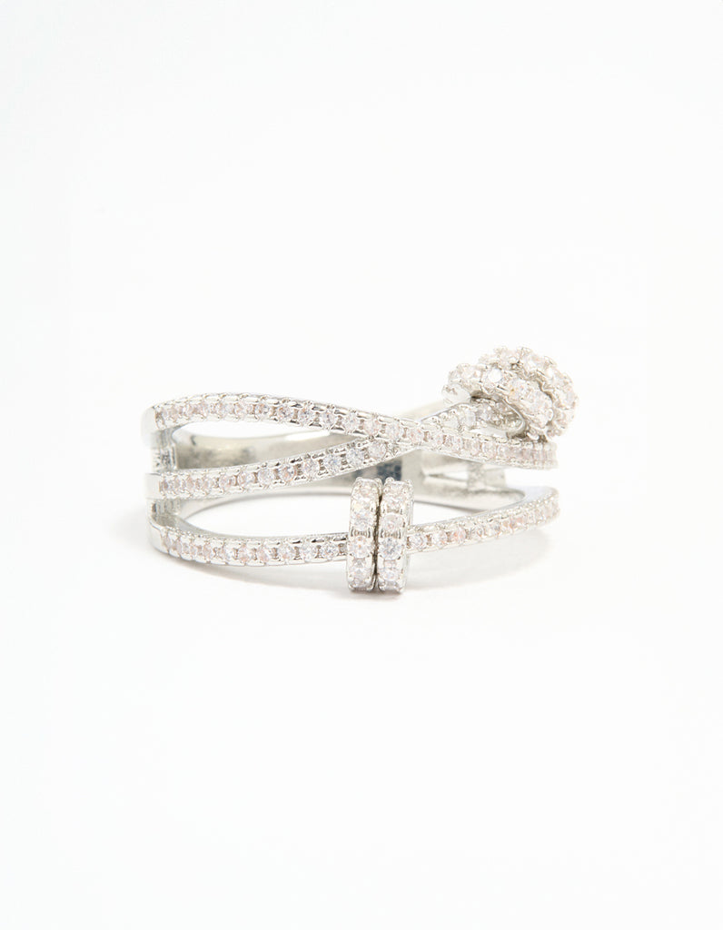 Silver Cubic Zirconia Rondell Stacked Ring