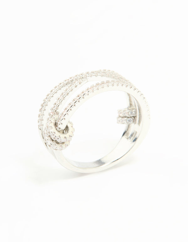 Silver Cubic Zirconia Rondell Stacked Ring