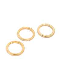 Featuring waterproof gold plated triple band stacking rings in a 3-pack front view - link has visual effect only