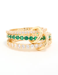 Gold Plated Green Cubic Zirconia Stacked Ring - link has visual effect only