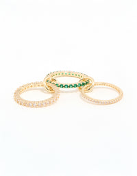 Gold Plated Green Cubic Zirconia Stacked Ring - link has visual effect only