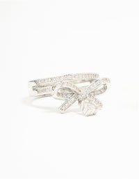 Silver Cubic Zirconia Bow Stacked Ring - link has visual effect only