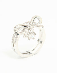 Silver Cubic Zirconia Bow Stacked Ring - link has visual effect only