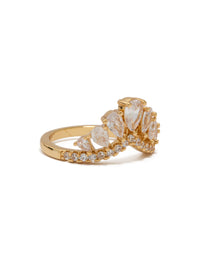 Gold Plated Cubic Zirconia Princess Crown Ring - link has visual effect only