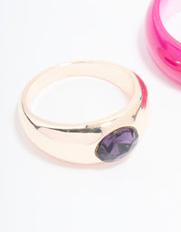 Rose Gold Plated Stone Statement Ring 2-Pack - link has visual effect only
