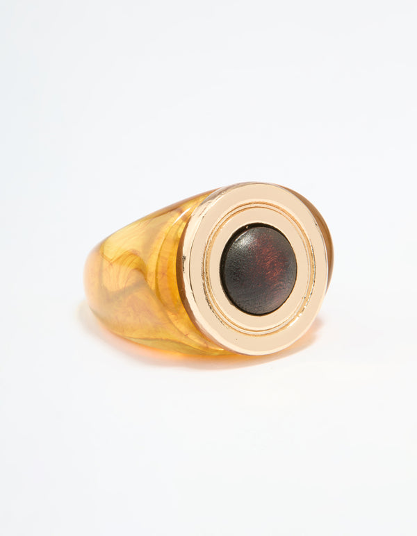 Gold Brown Stone Statement Ring