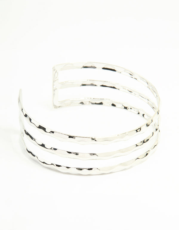 Silver Hammered Layered Arm Cuff