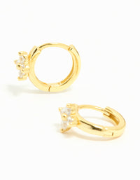 Gold Plated Sterling Silver Cubic Zirconia Flower Hoop Earrings - link has visual effect only