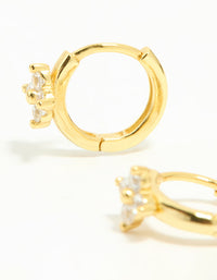 Gold Plated Sterling Silver Cubic Zirconia Flower Hoop Earrings - link has visual effect only