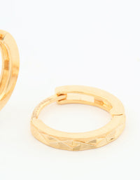 Gold Plated Sterling Silver Diamond Style Cut Huggie Earrings - link has visual effect only