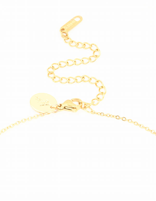 Waterproof Gold Plated Stainless Steel Cubic Zirconia Rondell Necklace