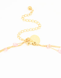 Waterproof Gold Plated Stainless Steel Pink Semiprecious Stone & Chain Layered Necklace - link has visual effect only