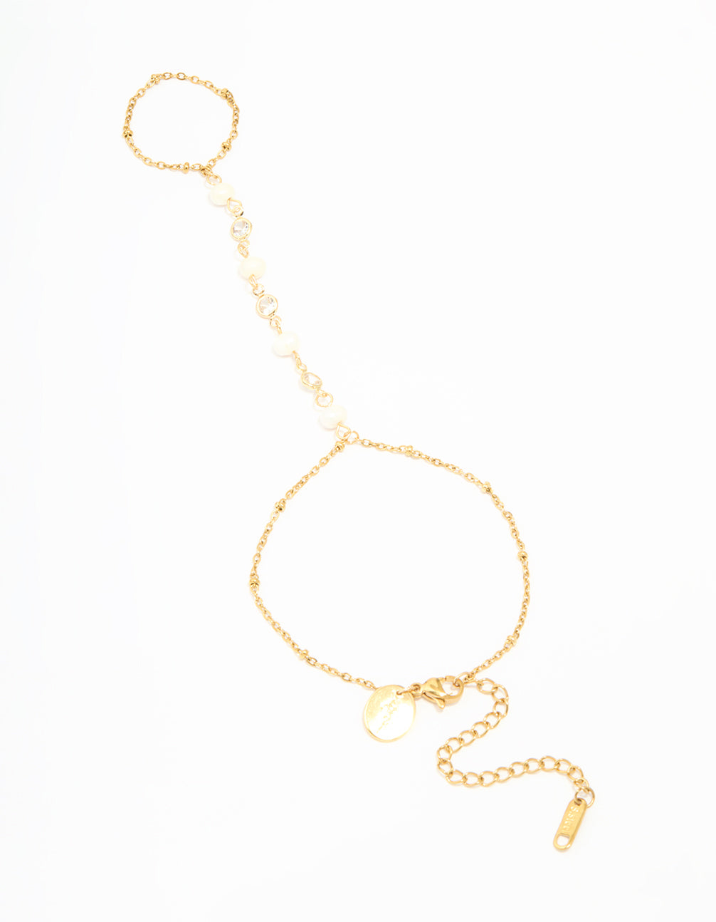 Waterproof Gold Plated Stainless Steel Pearl Hand Chain