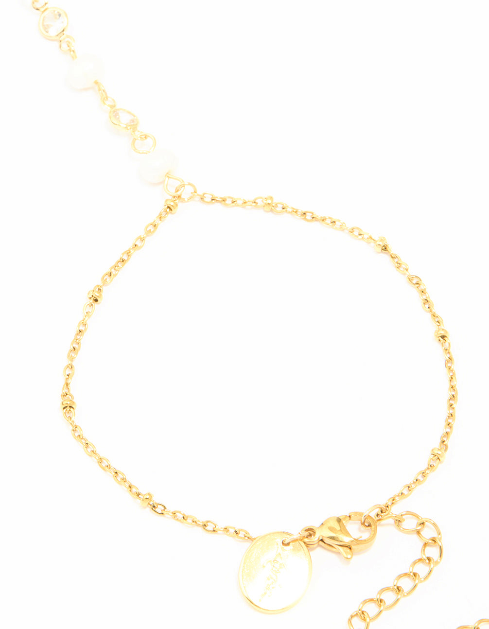 Waterproof Gold Plated Stainless Steel Pearl Hand Chain