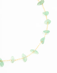 Waterproof Gold Plated Stainless Steel Green Semiprecious Stone Anklet - link has visual effect only