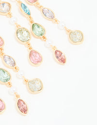 Gold Multicoloured Diamante Pear Drop Earrings - link has visual effect only
