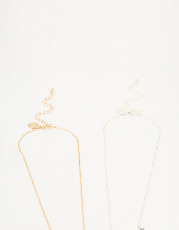 Mixed Metal Star & Planet Necklaces 2-Pack