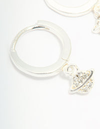 Sterling Silver Cubic Zirconia Planet Huggie Earrings - link has visual effect only