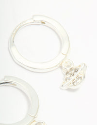 Sterling Silver Cubic Zirconia Planet Huggie Earrings - link has visual effect only