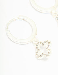 Sterling Silver Cubic Zirconia Flower Huggie Earrings - link has visual effect only