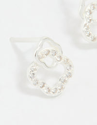 Sterling Silver Cubic Zirconia Double Flower Stud Earrings - link has visual effect only