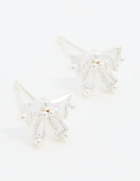 Sterling Silver Cubic Zirconia Bow Stud Earrings - link has visual effect only