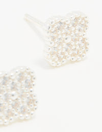 Sterling Silver Cubic Zirconia Pave Flower Stud Earrings - link has visual effect only