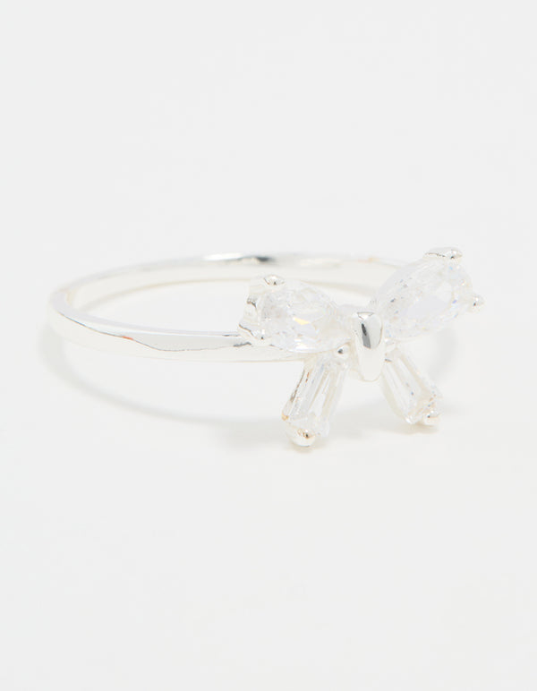 Sterling Silver Cubic Zirconia Bow Crystal Ring