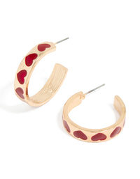 Gold Heart Print Hoop Earrings - link has visual effect only