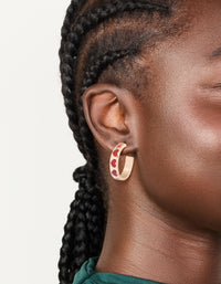 Gold Heart Print Hoop Earrings - link has visual effect only
