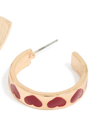 Gold Heart Print Hoop Earrings - link has visual effect only