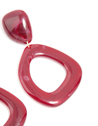 Red Acrylic Organic Open Square Oval Drop Earrings - link has visual effect only