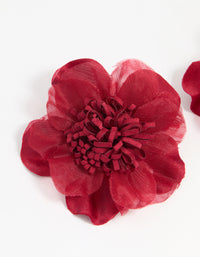 Red Fabric Poppy Flower Stud Earrings - link has visual effect only