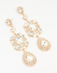 Gold Diamante Long Drop Earrings - link has visual effect only